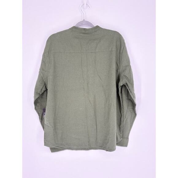 Saks Fifth Avenue Linen Blend Long Sleeve Olive Green Henley – XL NWT - Picture 4 of 5